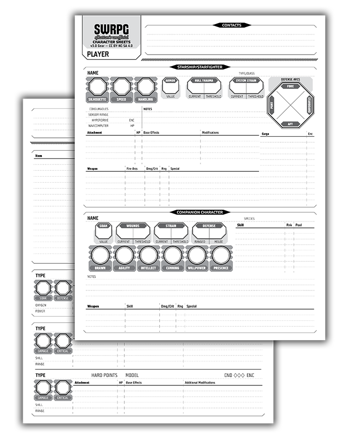 Unofficial SWRPG Character Sheets, version 3 – The Story Spanner